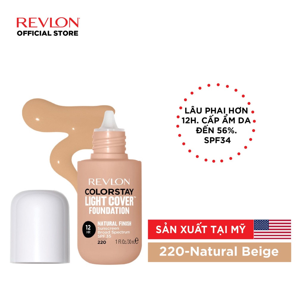 [Thêm vào giỏ hàng &amp; nhận quà] KEM NỀN MỎNG NHẸ LÂU PHAI 12H - REVLON COLORSTAY LIGHT COVER™ FOUNDATION SPF 34 30ml