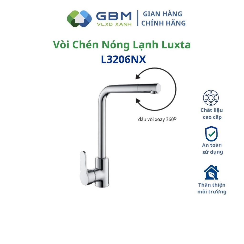 [Mã BMBAU300 giảm 10% đơn 499K] Vòi Chén Nóng Lạnh Luxta L3206NX -VLXD XANH