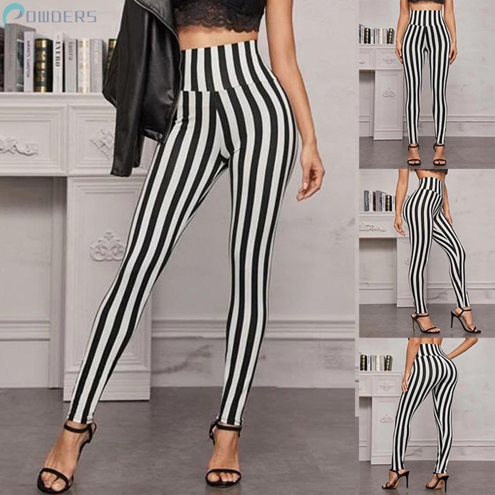 Quần Legging Thể Thao Lưng Cao Hoạ Tiết Kẻ Sọc Nhiều Màu Sắc