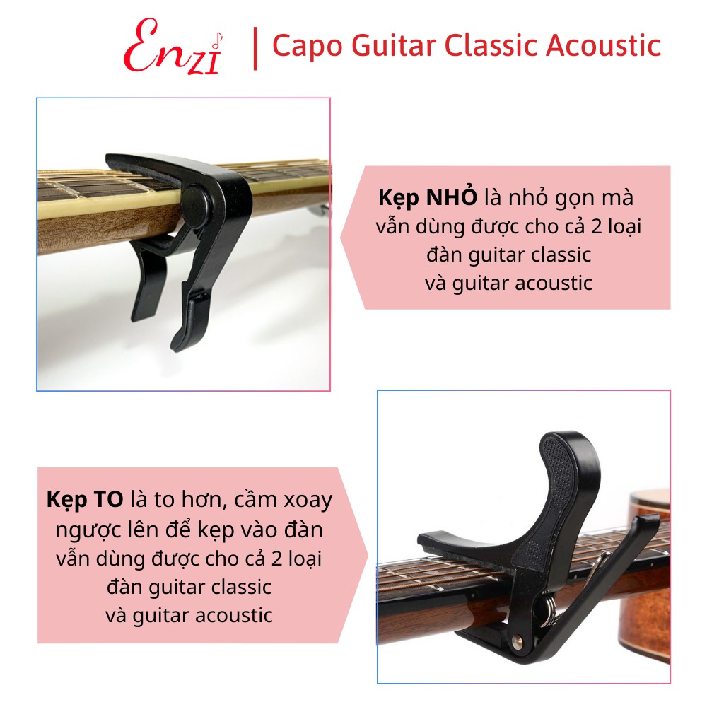 Kẹp capo guitar classic acoustic ukulele Kim Loại Enzi lên tông hạ tông dùng cho mọi loại đàn ghita