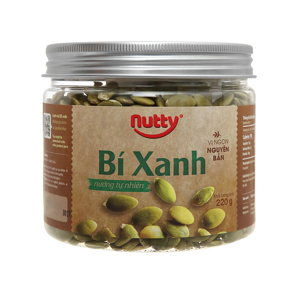 Nhân Hạt Bí Xanh Nướng Tự Nhiên Nutty Hũ 220g Giòn Thơm Ngon Bùi Dinh Dưỡng Vệ Sinh