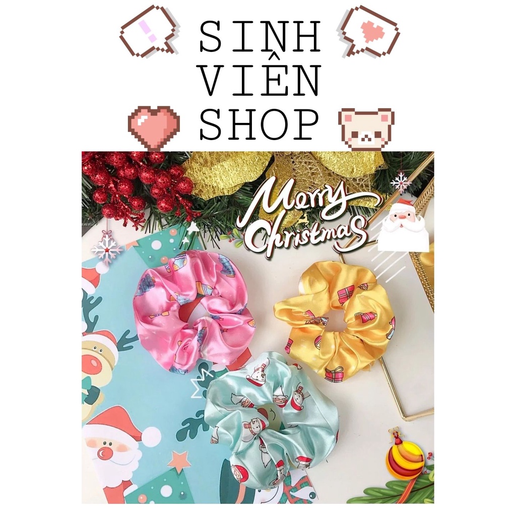 Cột tóc Scrunchies chủ đề Giáng Sinh Noel dịp lễ