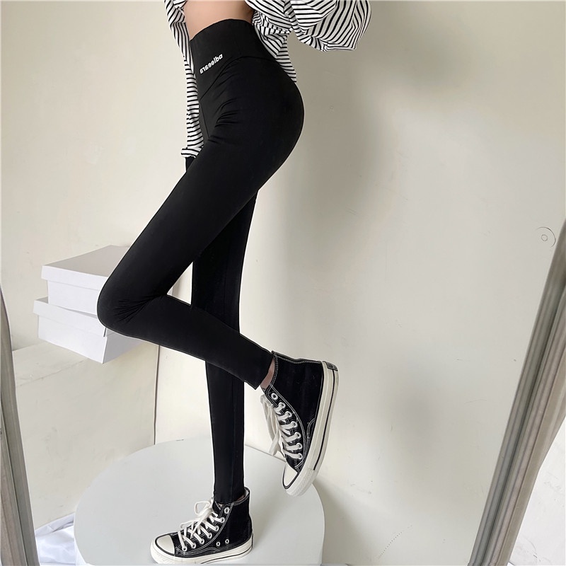 Quần dài dáng ôm in chữ thiết kế mới thời trang theo phong cách hàn quốc