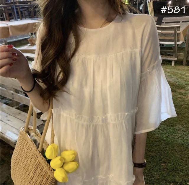 Đầm babydoll trắng tiểu thư (có ảnh thật) | BigBuy360 - bigbuy360.vn