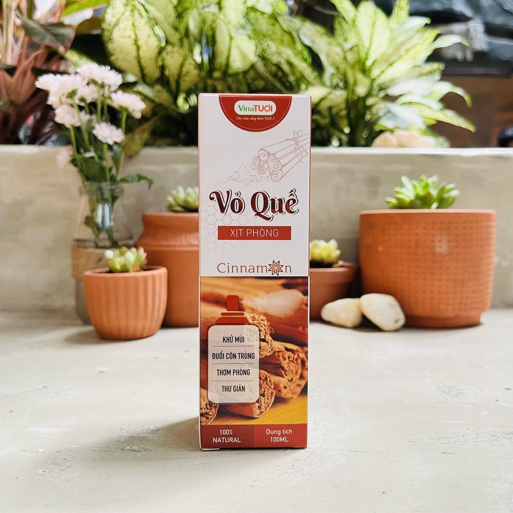 Chai Xịt Thơm Phòng Tinh Dầu Quế VINA TƯƠI 100ml Thơm Phòng Khử Mùi Phòng Nhà Vệ Sinh