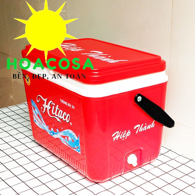 Thùng Đá Nhựa 24 Lít  Hitaco- Có Vòi Xả, Tay Xách Tiện Lợi, Giữ Đá Lâu- Đồ Gia Dụng Hoacosa