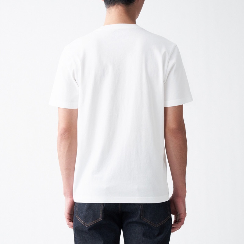 Muji Áo Thun Vải Jersey Cotton Ấn Độ Ngắn Tay Cổ V | BigBuy360 - bigbuy360.vn