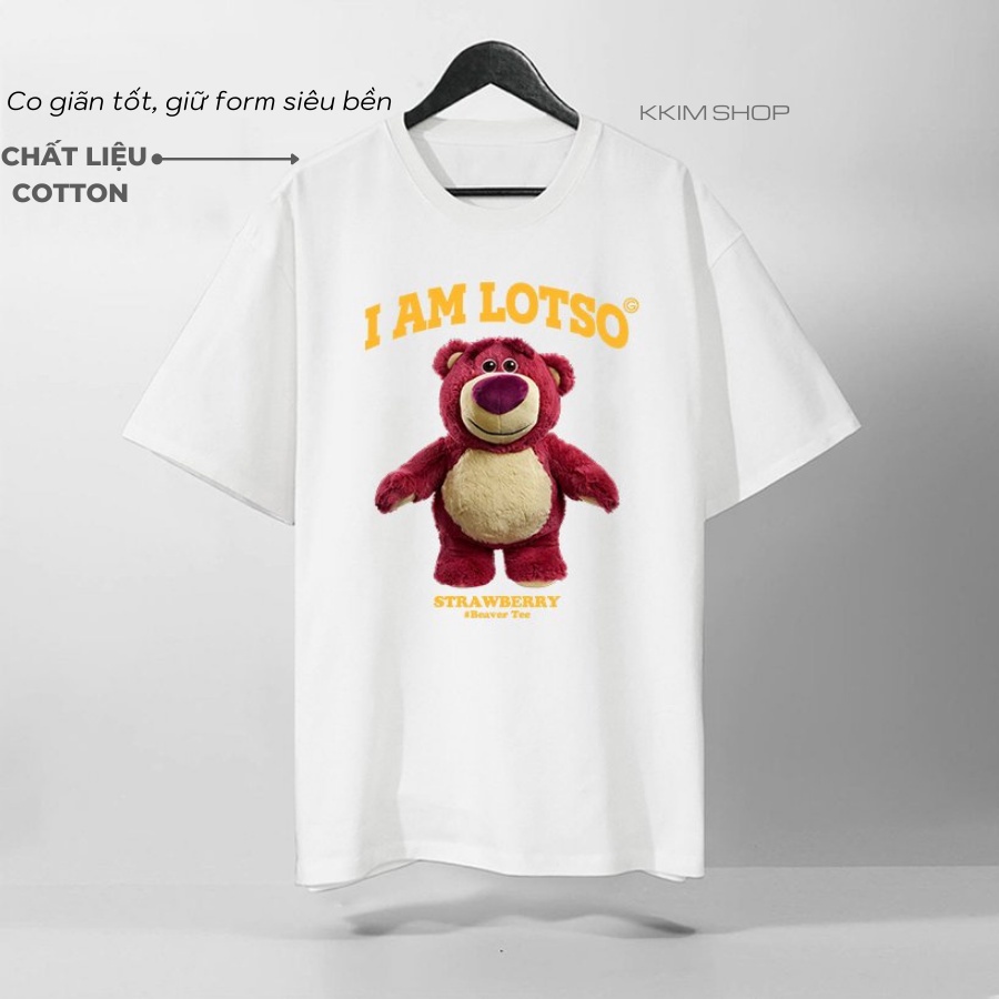 Áo Thun Tay Lỡ I AM LOTSO GẤU, áo phông Unisex nam nữ Form rộng oversize, chất liệu Cotton. KKIMShop