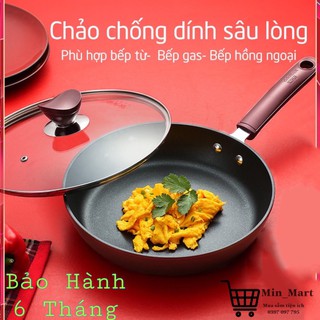 Chảo Chống Dính Có Nắp Đậy Size 24-26Cm, Chảo Rộng,Sâu Lòng Dùng Cho Tất Cả Các Loại Bếp,Vung Cường Lực,Bảo Hành 6 Tháng