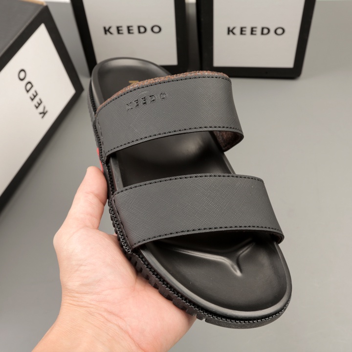 Dép nam quai ngang xịn hai quai mới, Dép da giá tốt KD912