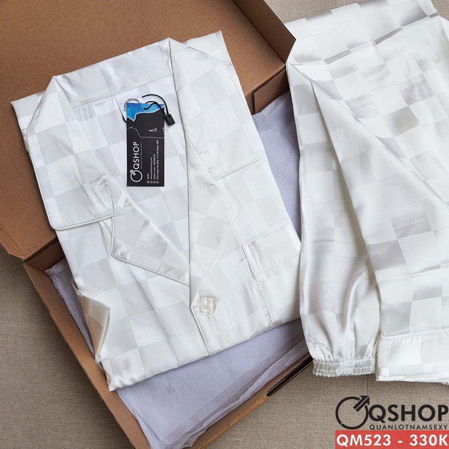 Bộ đồ pijama cặp đôi nam nữ lụa gấm quần dài tay ngắn QSHOP QM523