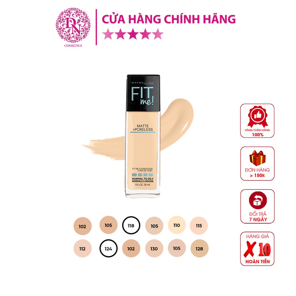 Kem Nền Maybelline Mịn Nhẹ Kiềm Dầu, Chống Nắng Matte Poreless Foundation SPF 22 30ml