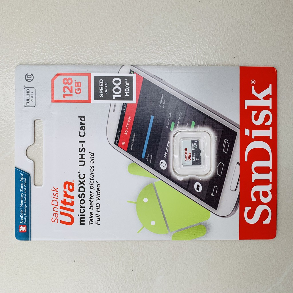 Thẻ nhớ Sandisk 128GB MicroSDXC Ultra 100MB/s Chính hãng FPT Phân Phối