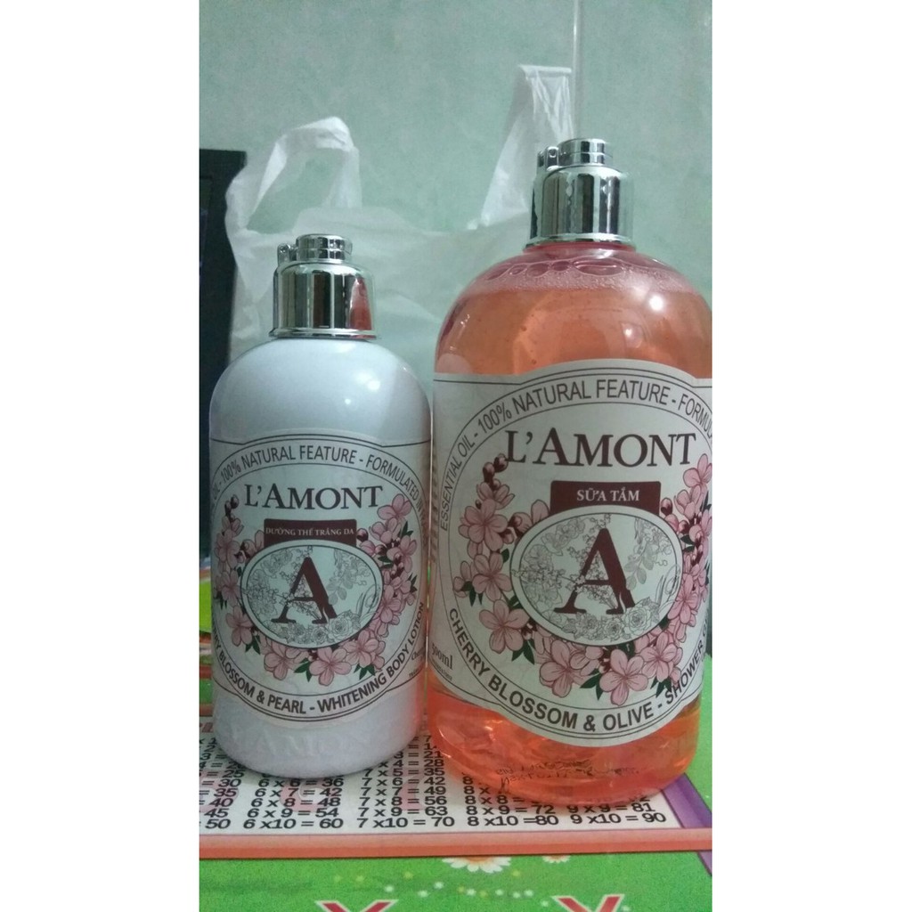 Combo Chăm Sóc Da Sữa Tắm (500ml) Và Sữa Dưỡng Thể (250ml) L'amont En Provence Cherry Blossom (Hương Hoa Anh Đào)