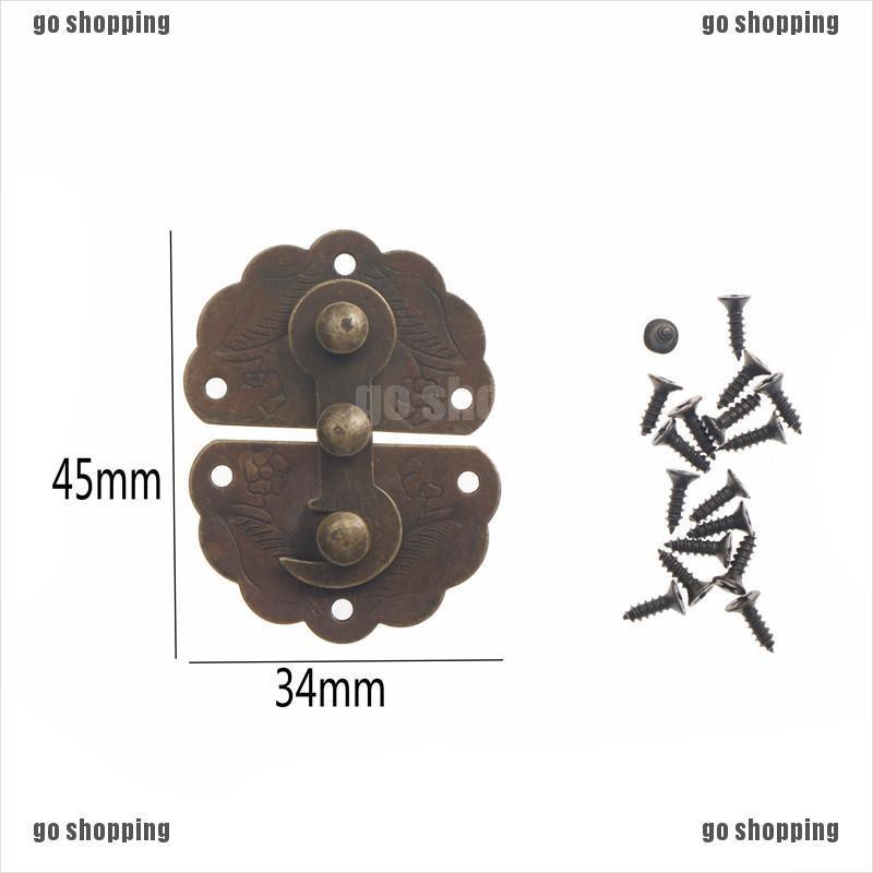 {go shopping}Antique Brass Iron Latch Decorative Jewelry Gift Wine Wooden Box Hasp Hardware