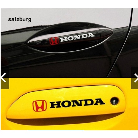 4 Sticke rmiếng dán chữ logo Honda ốp tay nắm cửa kính chiếu hậu tem decal xe hơi ô tô Civic City Accord mới