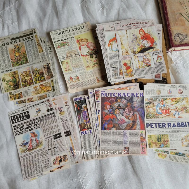 Set 10 tấm giấy nền trang trí fairy tale dùng decor sổ bullet journal - ginandtonic