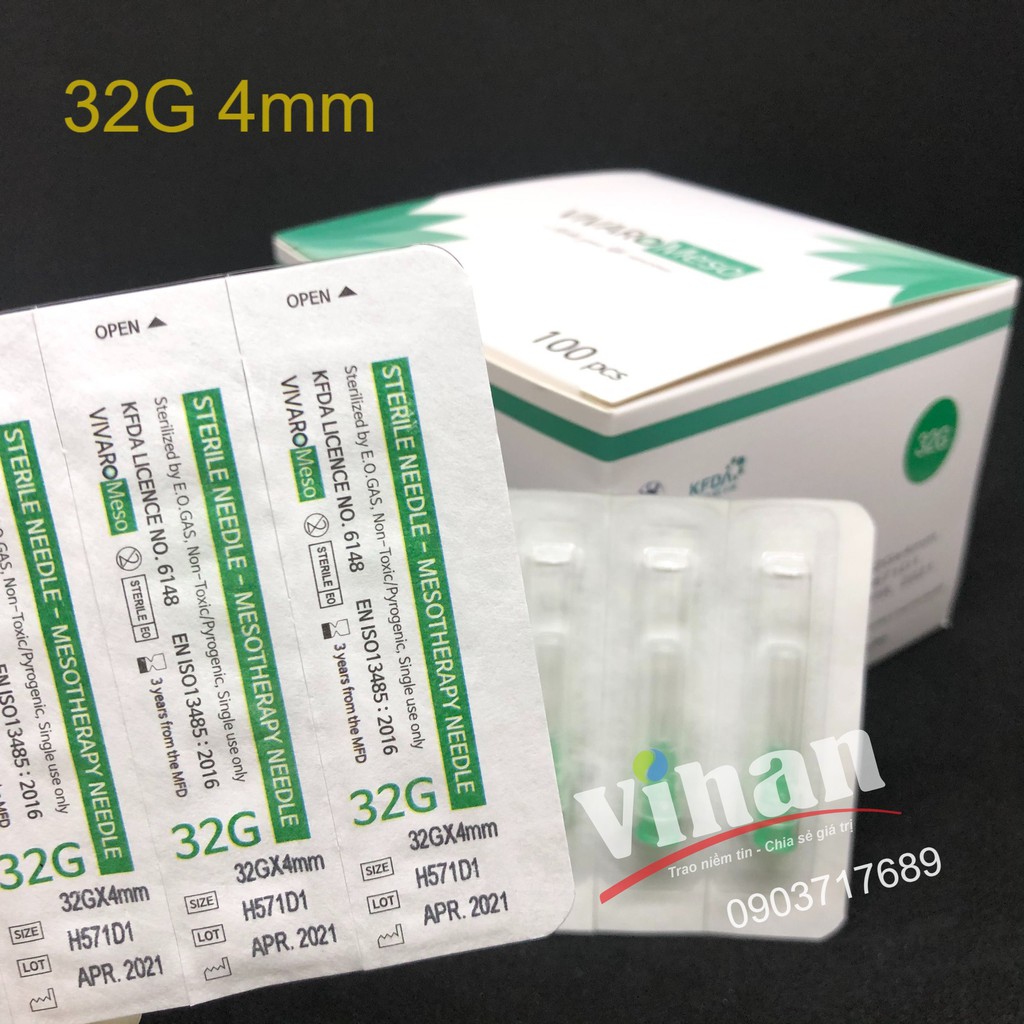 Đầu Kim tiêm dưỡng chất 32G4mm | Vivaro Meso - Kim Meso 32G | Kim Tiêm Nano