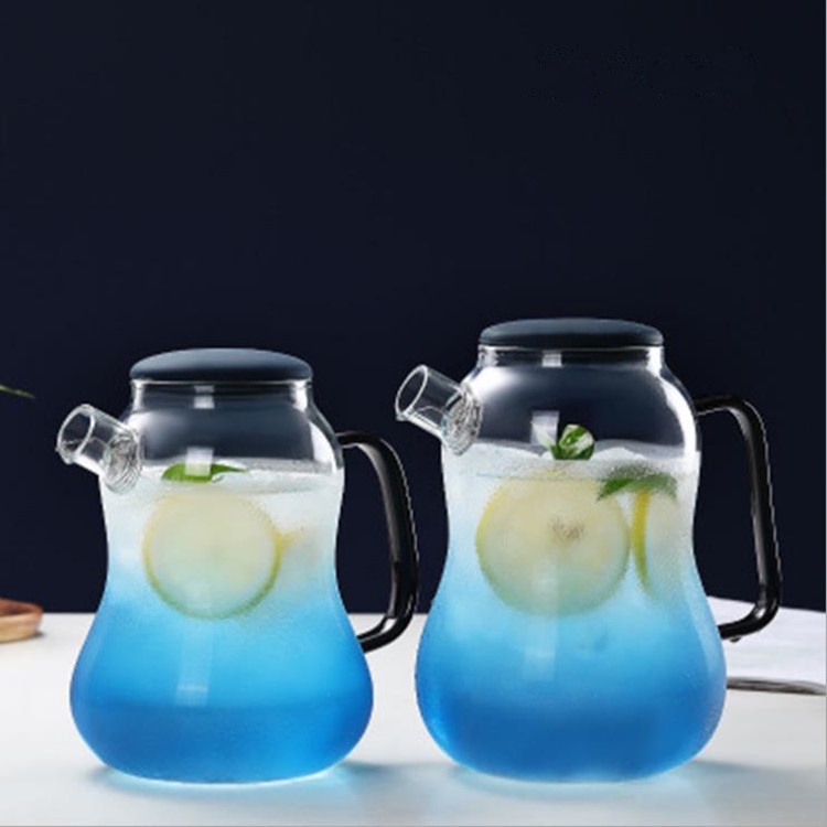 Bình thủy tinh chịu nhiệt quả hồ lô màu xanh nước biển 1800ml