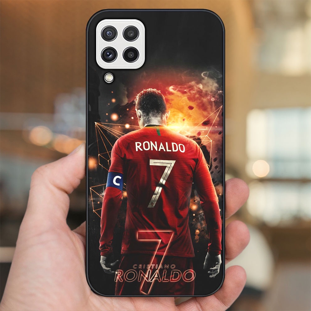 Ốp lưng Samsung A22 4G, A22 5G viền đen in hình Cristiano Ronaldo MU Manchester United CR7
