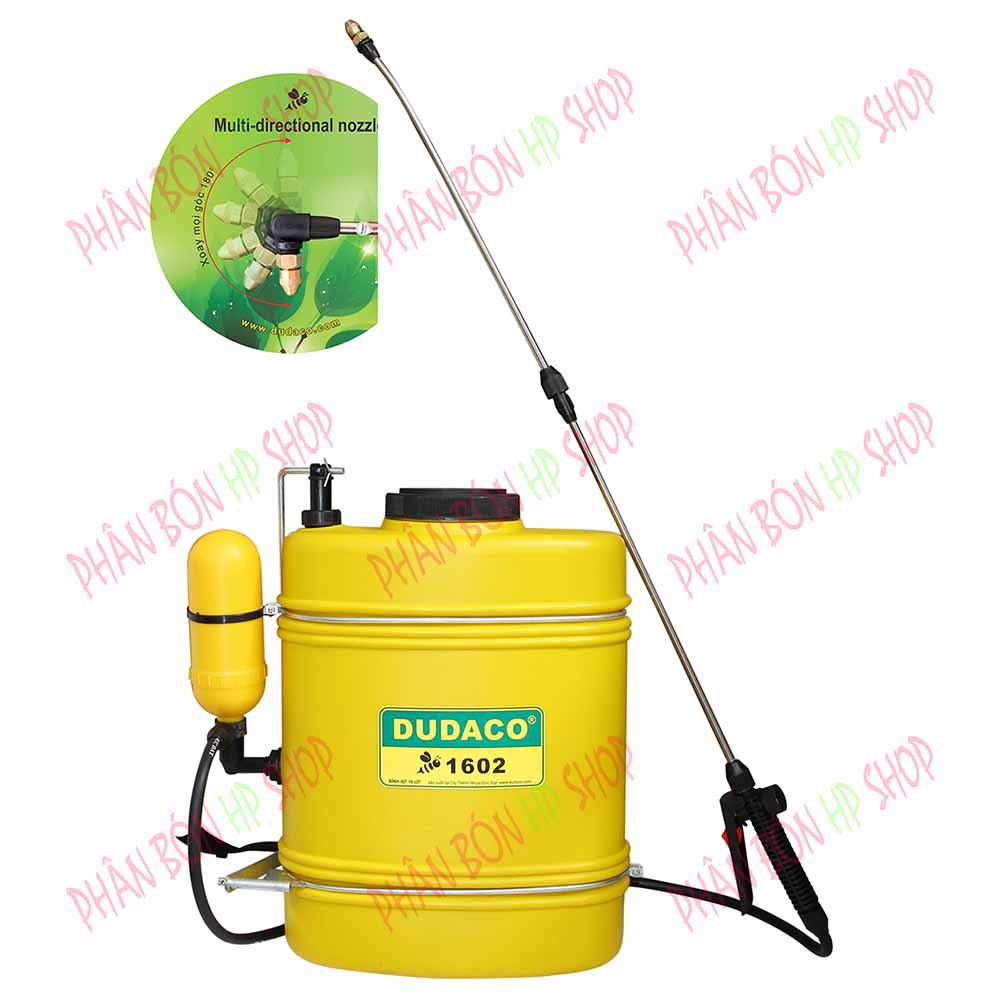 Bình phun th uốc trừ sâu 16 lít (Vàng) - Dudaco. Cần đôi inox 304. Chất lượng ổn định giúp bà con tiết kiệm chi phí