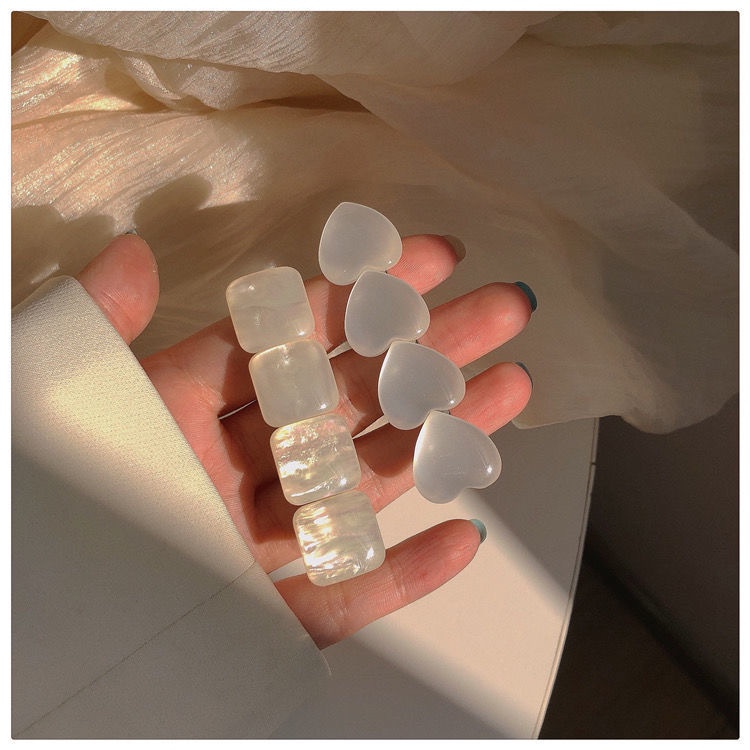 Set 2 kẹp tóc đính đá hình vuông/ trái tim xinh xắn toàn diện cho nữ