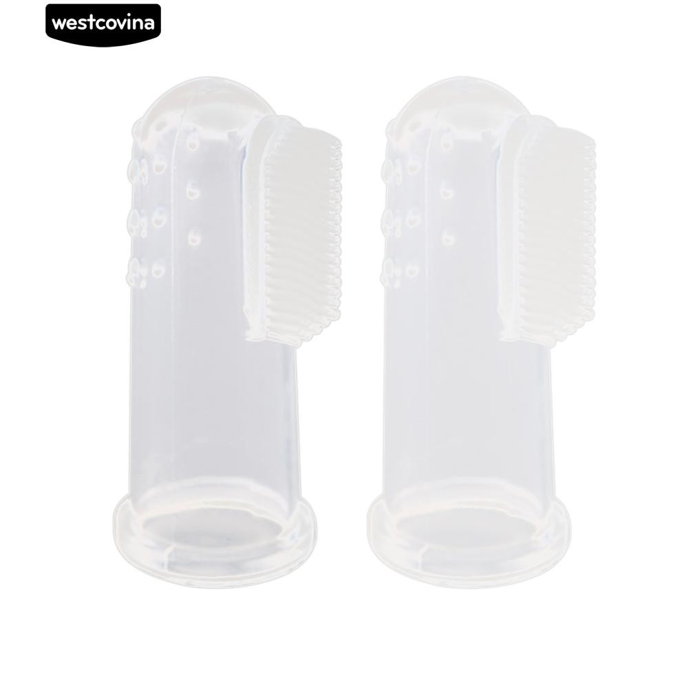 Set 2 Bàn Chải Đánh Răng Đeo Ngón Tay Bằng Silicon Cho Thú Cưng