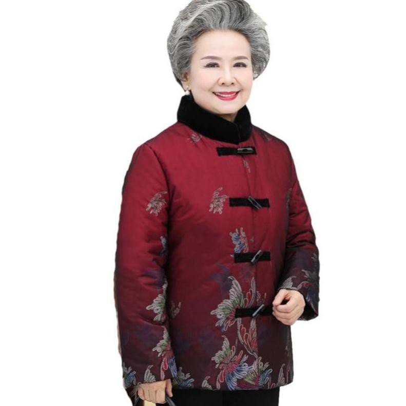 (Xả kho siêu khuyến mại) Áo Khoác Người Già Tang 60 70 Tuổi Bông Dày hàng Quảng Châu