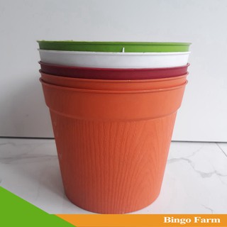 Combo 5 Chậu nhựa vân gỗ 18 (18cmx13.5cm)