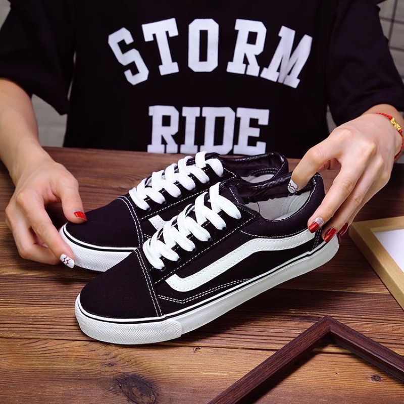 Giày vans đen old skool bản cao cấp 1-1 hàng trung full phụ kiện