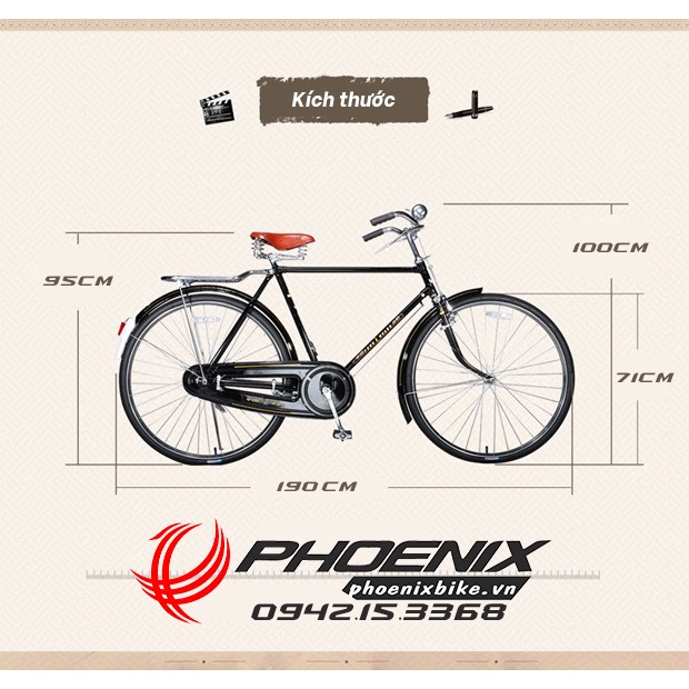 Xe đạp Phượng hoàng cổ PA-18 28 inch xích hộp phanh đũa 2022