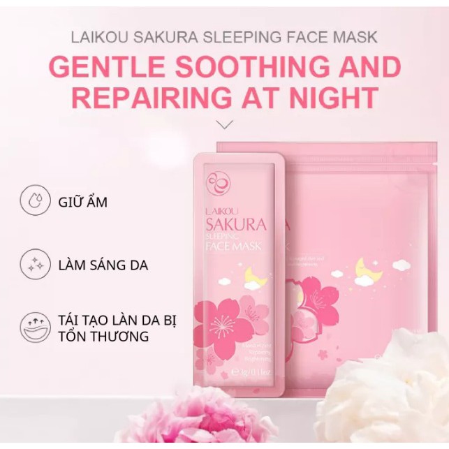 Lẻ 1 Gói Mặt Nạ Ngủ Matcha và Sakura Laikou Chính Hãng