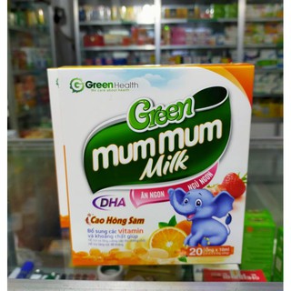Green mum mum milk_ giúp bé ăn ngon, ngủ ngon, tăng sức đề kháng.( hộp 20 ống)