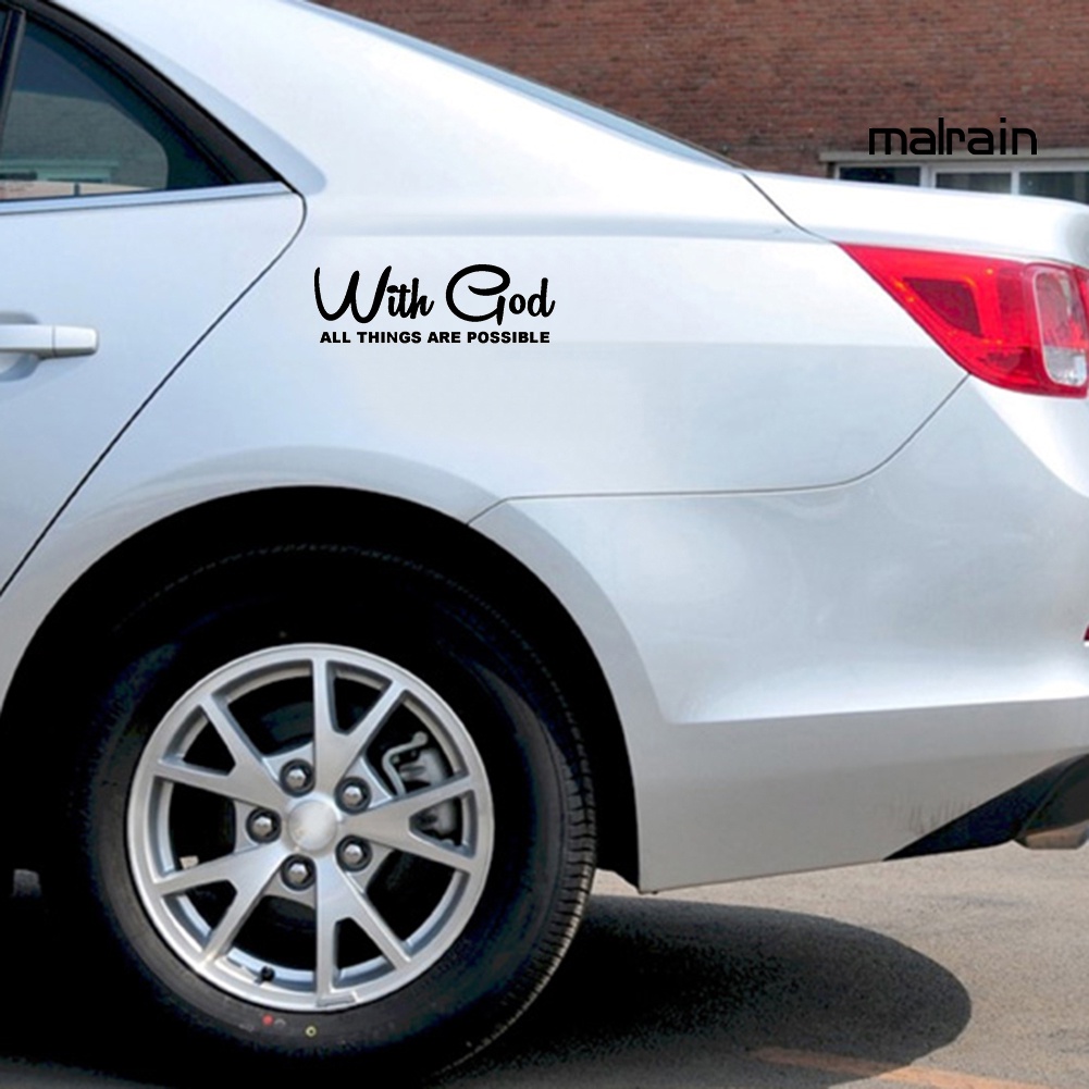 Miếng Dán Trang Trí Cửa Sổ Xe Hơi In Chữ Mar With God All Things Are Possible
