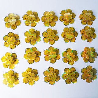 Combo 20 Hoa Mai 3D Trang Trí Tết Chất Lượng Giấy Đẹp, Sang ( tặng Băng keo 2 mặt dán )