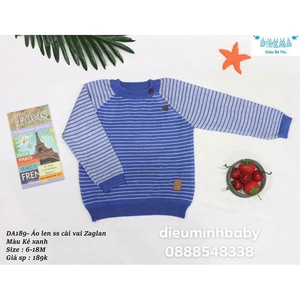 Thanh lý ÁO LEN BÉ gái LÔNG CỪU DOKMA 6m-9m