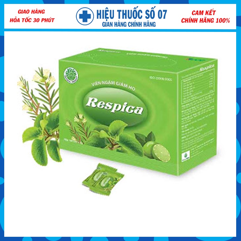 Viên ngậm ho Respica hỗ trợ làm ấm, thông cổ, ngăn ngừa và làm dịu cơn ho, giảm đau rát họng, khàn tiếng (set 10 viên)