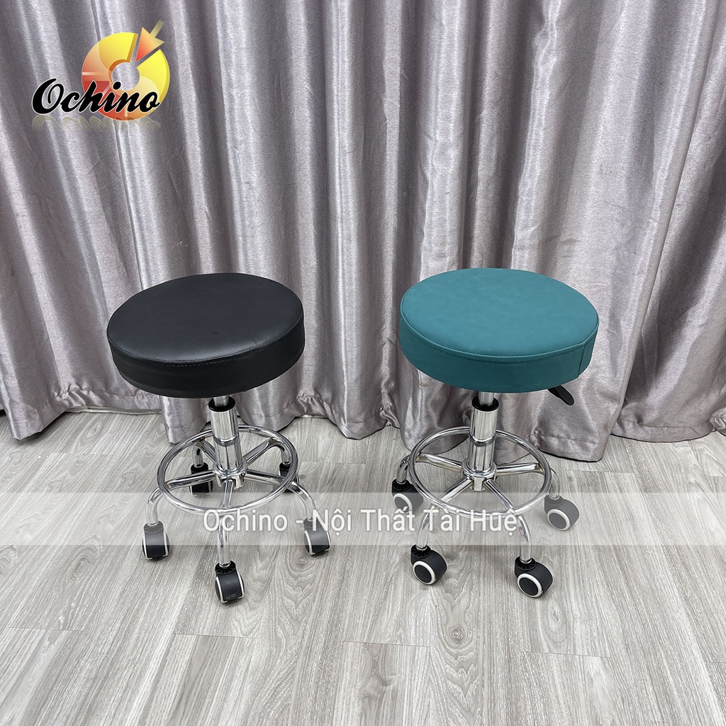 Ghế Spa, Ghế Trang Điểm Xoay Nâng Hạ Điều Chỉnh Độ Cao Thấp Từ 40-55Cm Mẫu Tròn Trơn Sang Chảnh (Ảnh Thật)