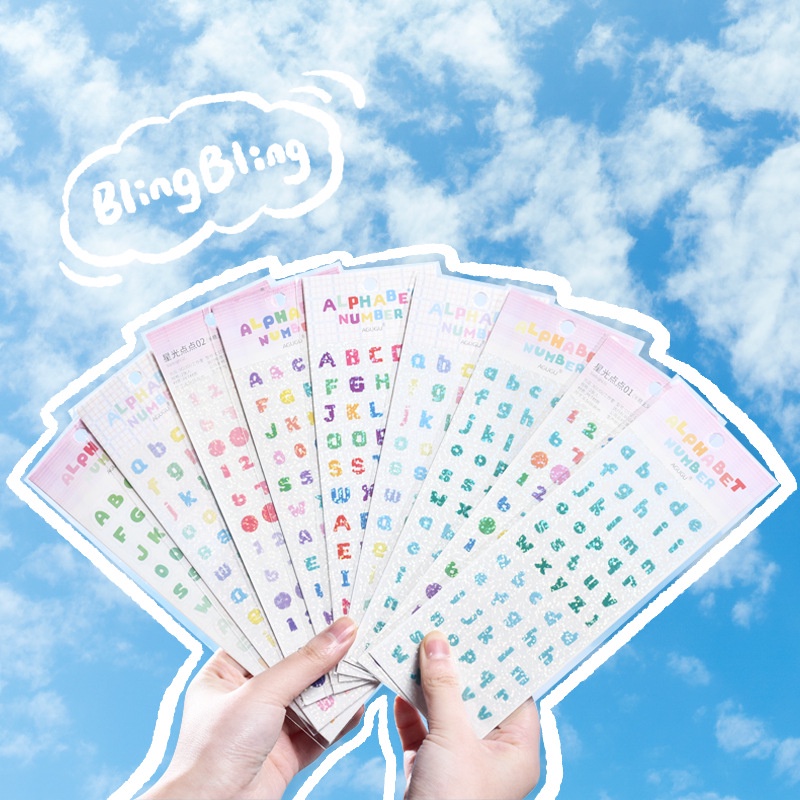 Set 2 miếng dán chữ số màu kẹo chống thấm nước
