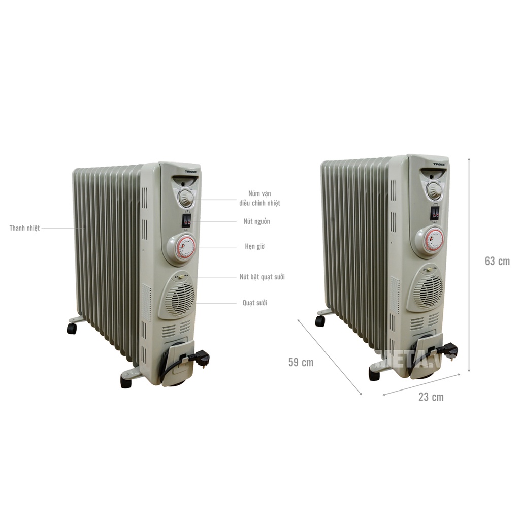 Máy sưởi dầu Tiross TS926 13 Thanh nhiệt cho phòng 20-25m2 của ba lan chính hãng