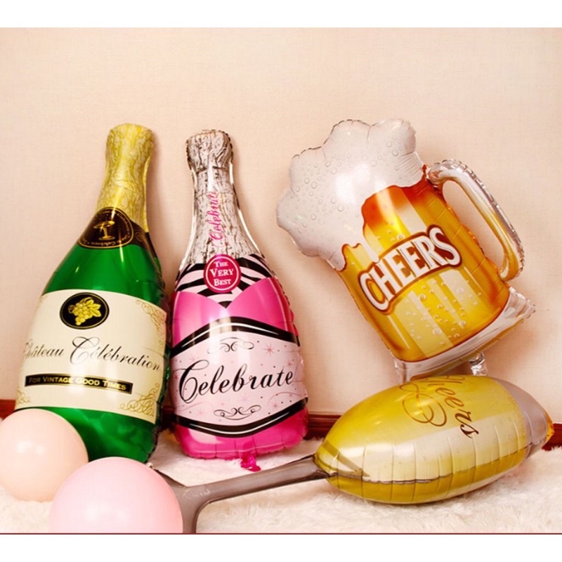 Bóng Tráng Nhôm Hình Ly Và Chai Champagne