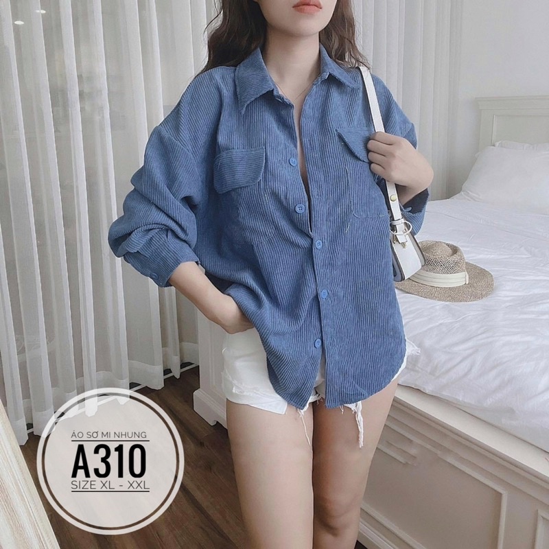 Bigsize Áo sơ mi nhung A310