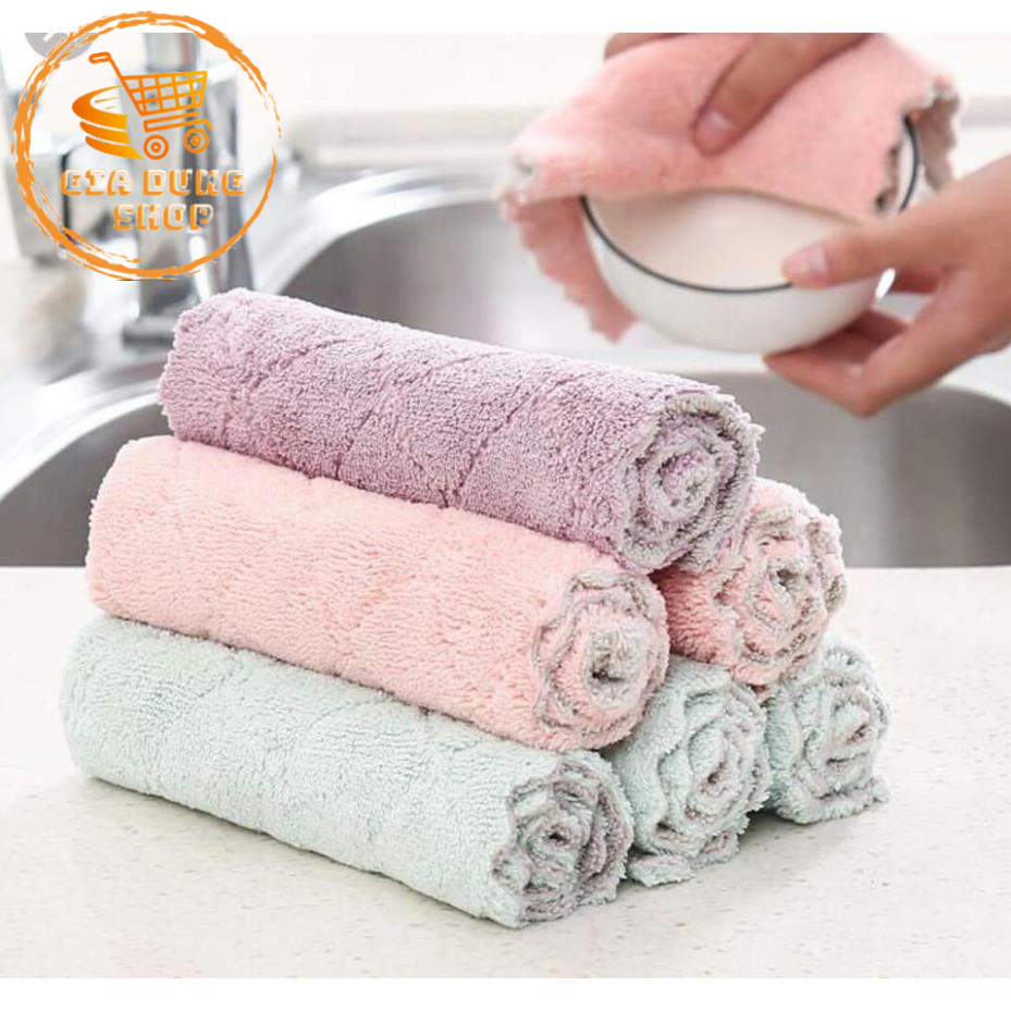 Khăn Lau Nhà Bếp Đa Năng 2 Màu Siêu Thấm Nước Kích Thước 14 x 21cm