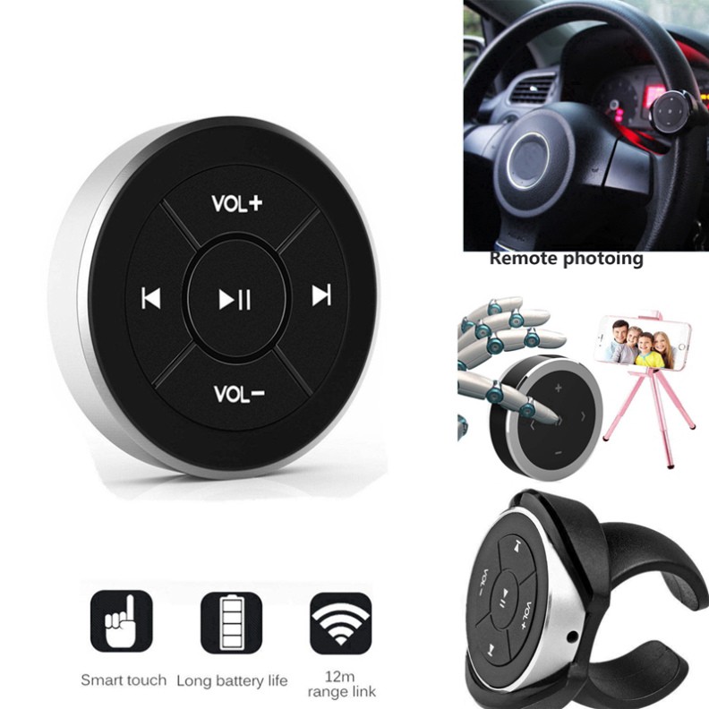 Sale 69% Nút điều khiển phương tiện kết nối Bluetooth gắn vô lăng xe hơi, Sliver Giá gốc 144000đ- 52C6