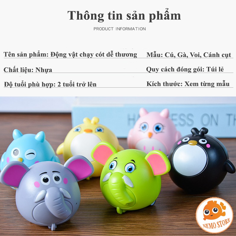 Đồ chơi thú chạy cót mini, động vật đáng yêu chạy dây cót