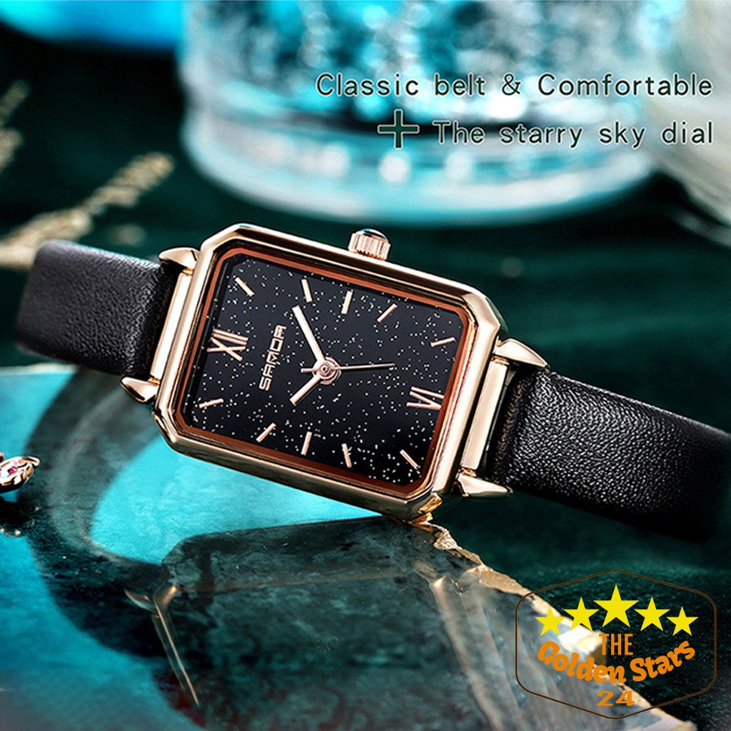 [Chính hãng] Đồng hồ nữ dây da mặt chữ nhật Sanda GSS09 cổ điển nàng tay nhỏ đeo vẫn đẹp tặng kèm hộp và pin cao cấp