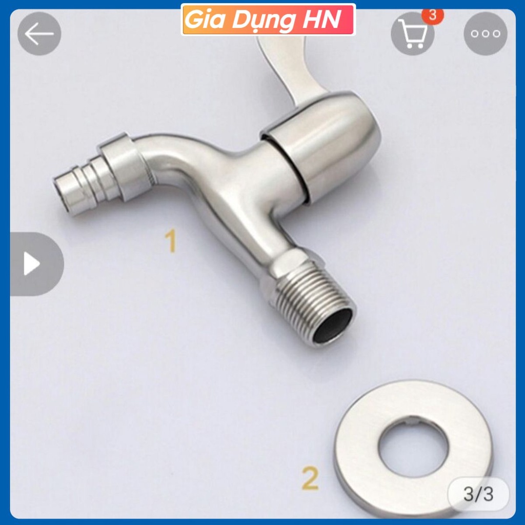 Vòi hồ inox 304 tay đúc, ren 21 đúc cao cấp