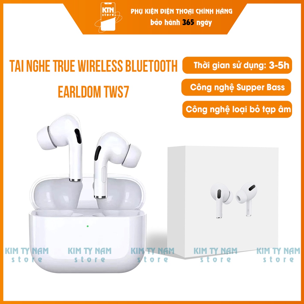 Tai nghe bluetooth ko dây tws7 EARLDOM kèm theo dock sạc,tai nghe dạng tai nghe ko dây táo