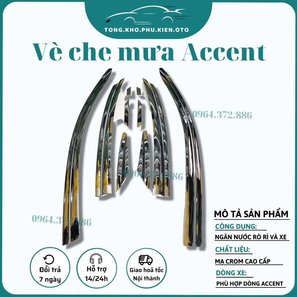 Vè che mưa xe Hyundai Accent 2018-2023 mạ crom cao cấp