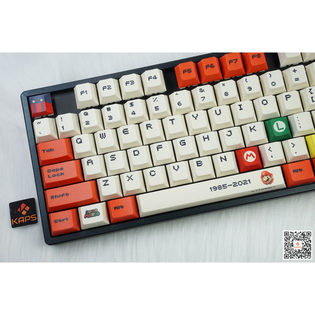 Keycap MARIO ĐỎ Full-box - CHERRY - PBT - Dyesub- 120 nút cho bàn phím cơ (Filco, Leopold, IKBC, Edra, keychron)